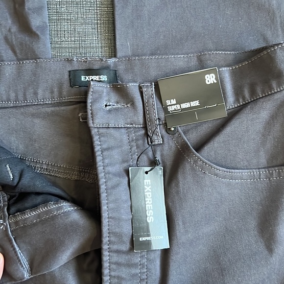 NWT Express Super High Waisted Slim Sateen Pant Grey Size 8 - Picture 6 of 7